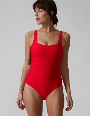 Square Neck One Piece red