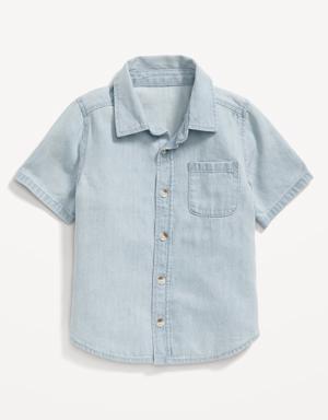 Pocket Jean Camp Shirt for Toddler Boys blue