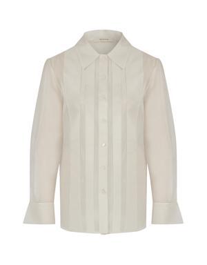 Bella White Pleated long sleeve shirt