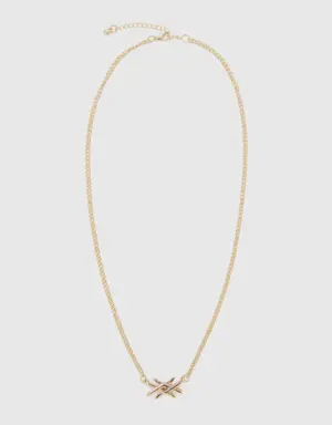 gold necklace with logo