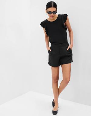 Gap Essential Rib Flutter Sleeve T-shirt black