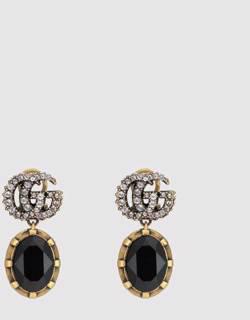 Double G earrings with black crystals
