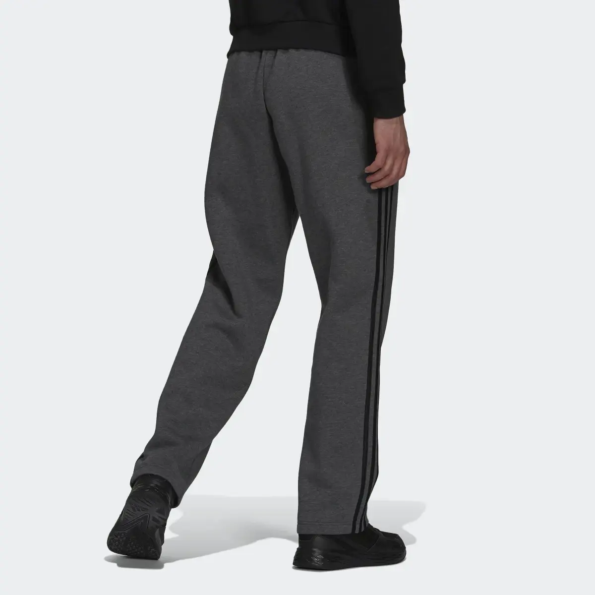 Adidas Essentials Fleece Open Hem 3-Stripes Pants. 2