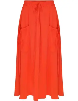 Sporty Vibe Orange Midi Skirt - 4 / Orange