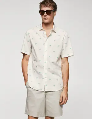 Palm print cotton shirt