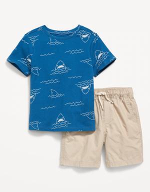 T-Shirt and Pull-On Shorts Set for Toddler Boys gray
