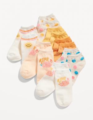Printed Ankle Socks 7-Pack for Girls blue