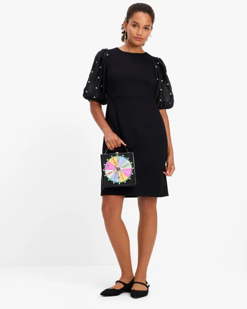 Kate Spade Organza Pearl Sleeve Ponte Dress. 3