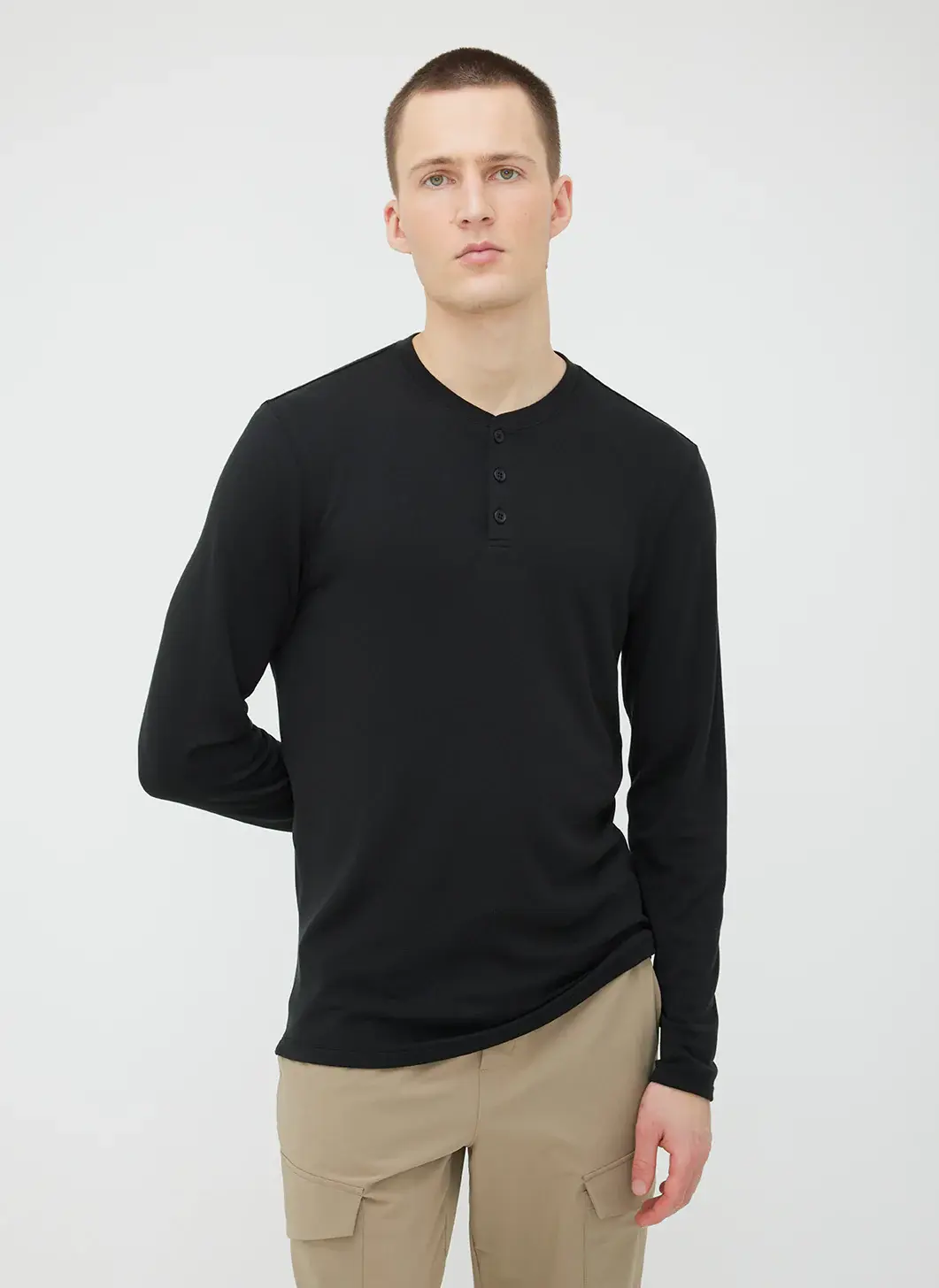 Kit And Ace BFT Long Sleeve Henley. 1