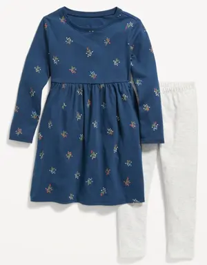 Old Navy 2-Pack Tiered Dress and Leggings for Toddler Girls blue