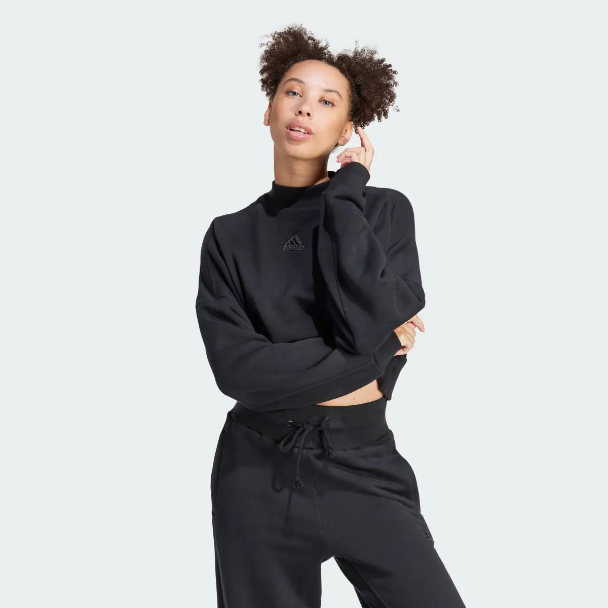 Adidas Lounge French Terry Loose Crop Sweatshirt. 2