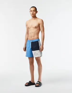 Short de bain color-block homme Lacoste en polyester recyclé
