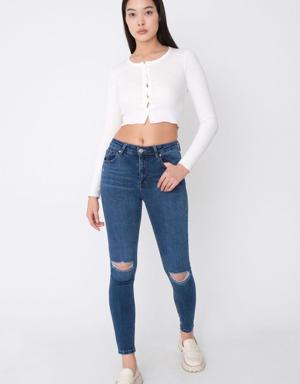 Yırtık Detaylı Yüksek Bel Skinny Jean