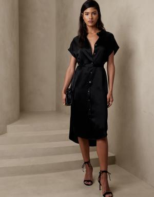 Banana Republic Serenade Silk Shirtdress black