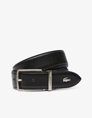 Men's Engraved Buckle Reversible Piqué Leather Belt