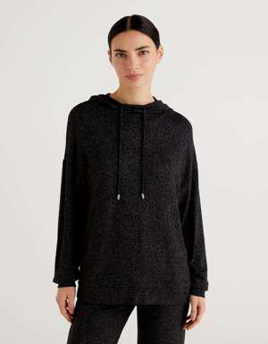 Kadın Siyah Viskoz Sweatshirt
