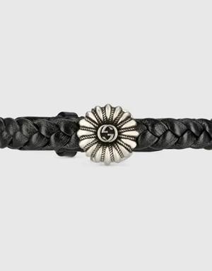 Interlocking G engraved flower bracelet