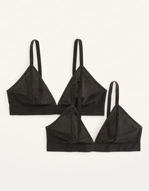 V-Neck Mesh Bralette Top 2-Pack black