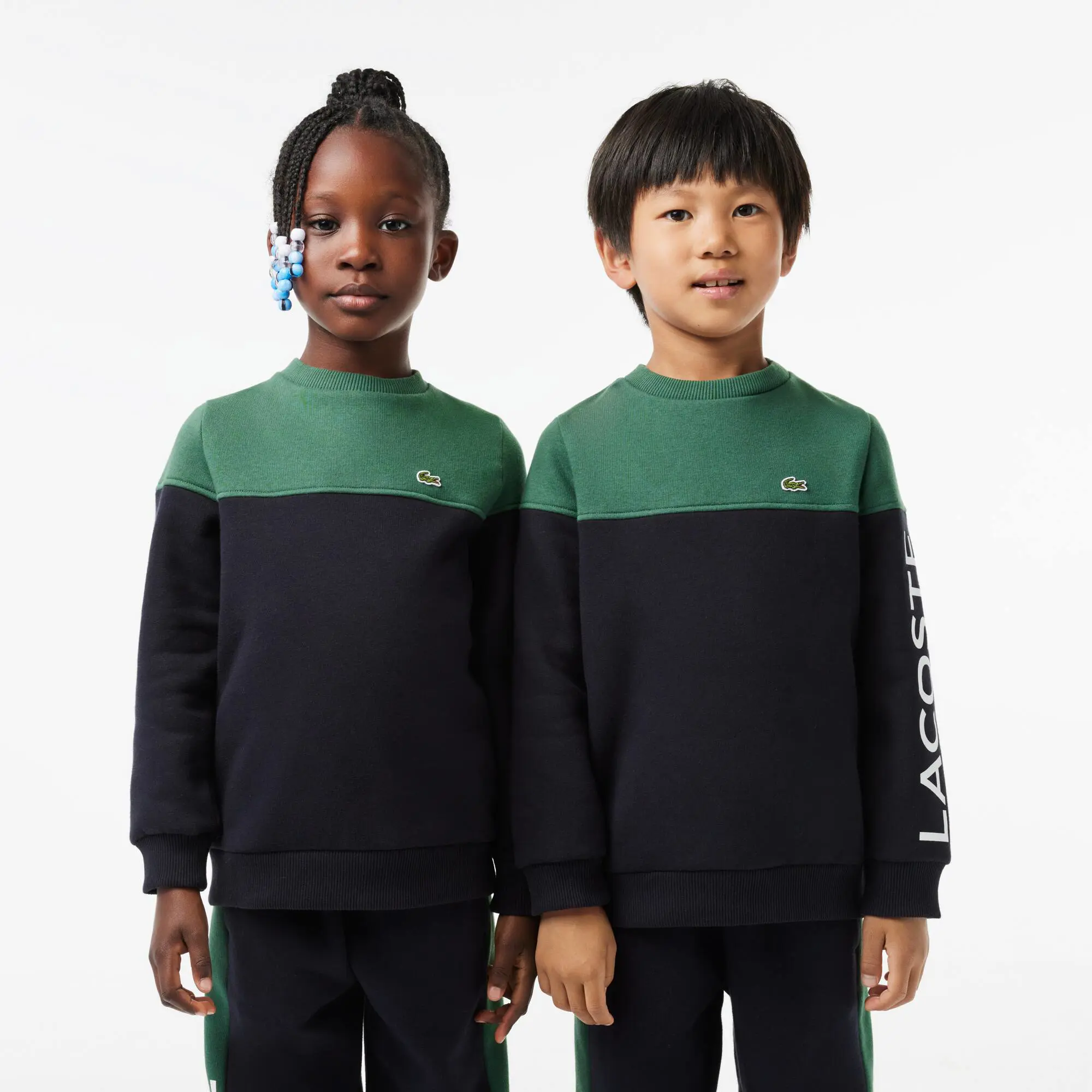 Lacoste Sweatshirt color block de felpa em algodão orgânico para criança. 1