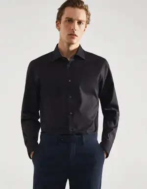 Mango Slim-fit cotton poplin suit shirt