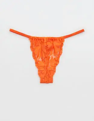 American Eagle Show Off Hibiscus Lace Ruched String Thong Underwear. 1