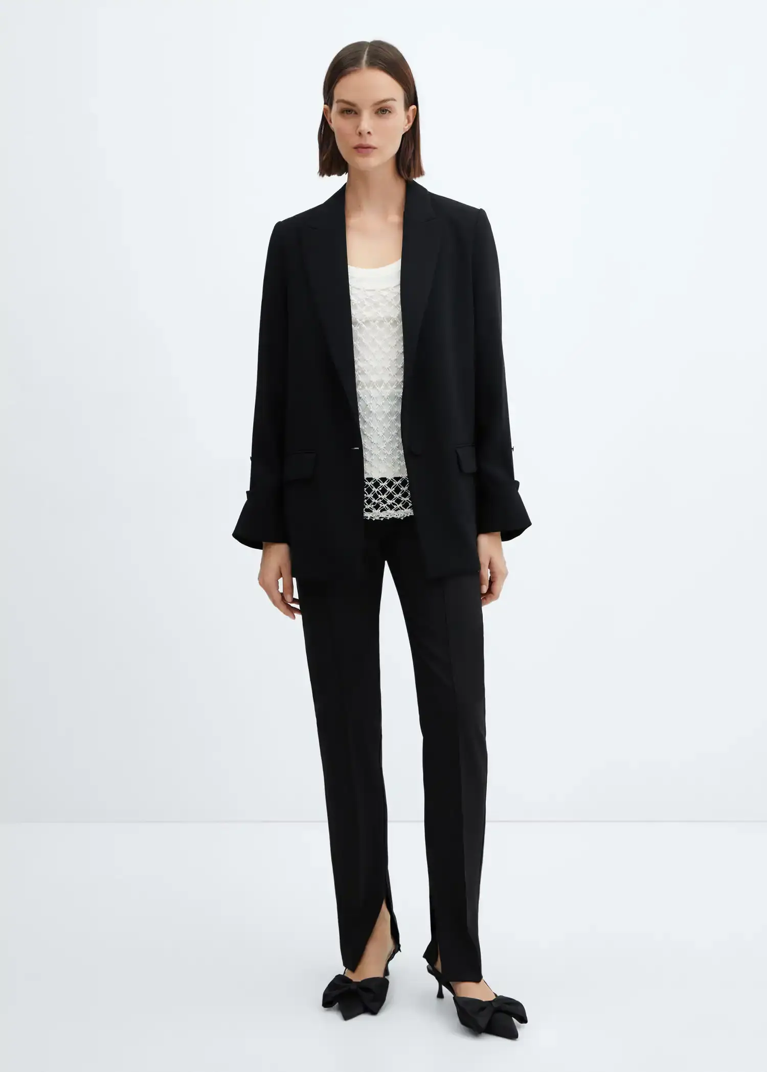 Mango Tailored jacket with turn-down sleeves . 3