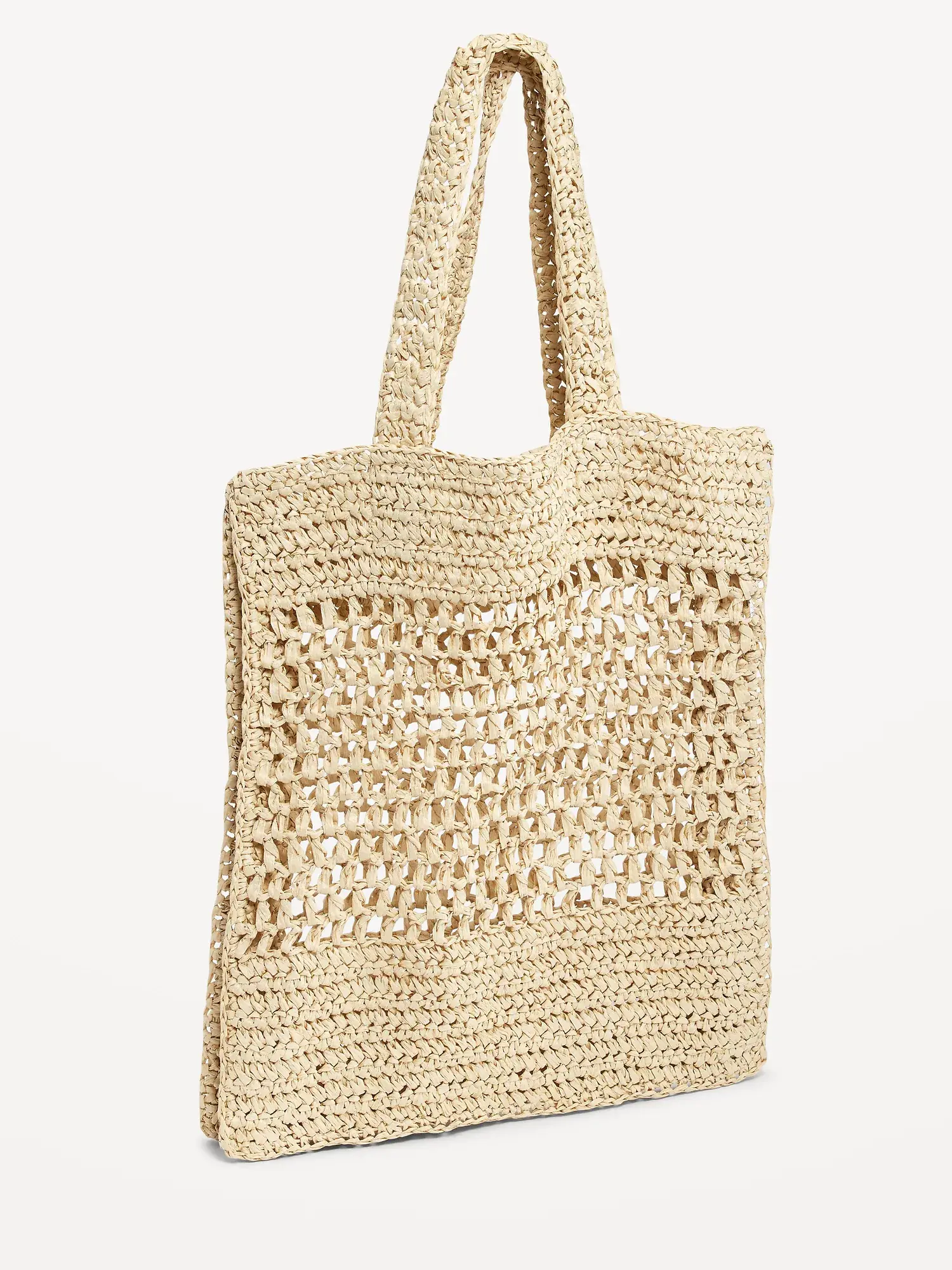 Old Navy Straw-Paper Crochet Tote Bag for Women brown. 1