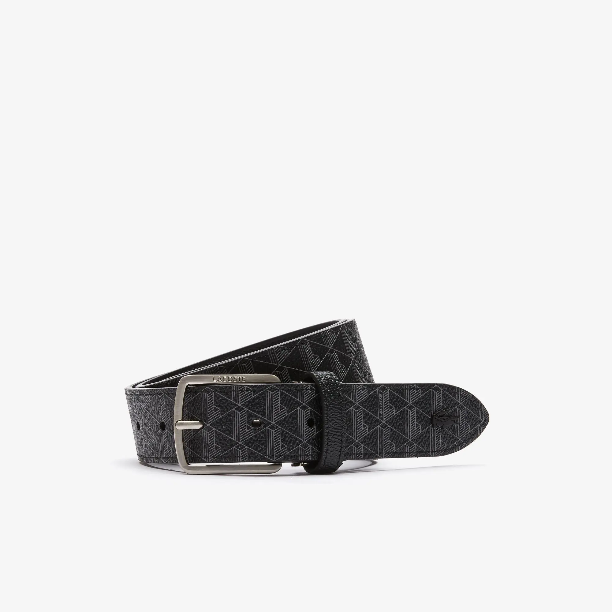 Lacoste Men's Monogram Tongue Buckle Woven Belt. 1