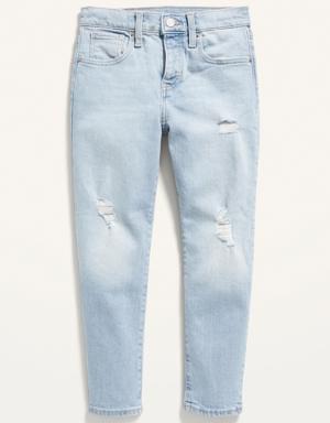High-Waisted Button-Fly O.G. Straight Ripped Jeans for Girls blue