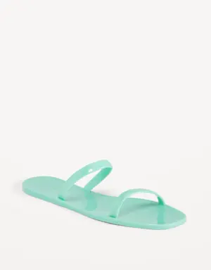 Shiny-Jelly Slide Sandals for Women green