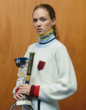 Women’s Lacoste x Goop Ribbed Wool Zip Sweater