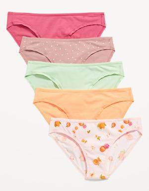 Mid-Rise Cotton-Blend Bikini Underwear 5-Pack for Women pink
