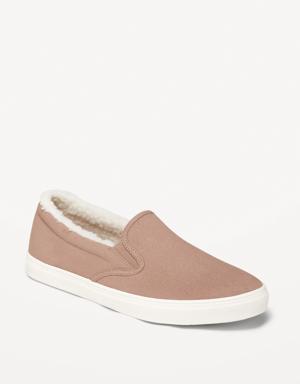 Old Navy Sherpa-Lined Canvas Slip-On Sneakers brown