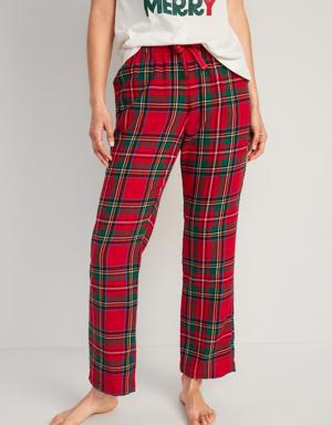Old Navy Mid-Rise Printed Flannel Pajama Pants for Women red