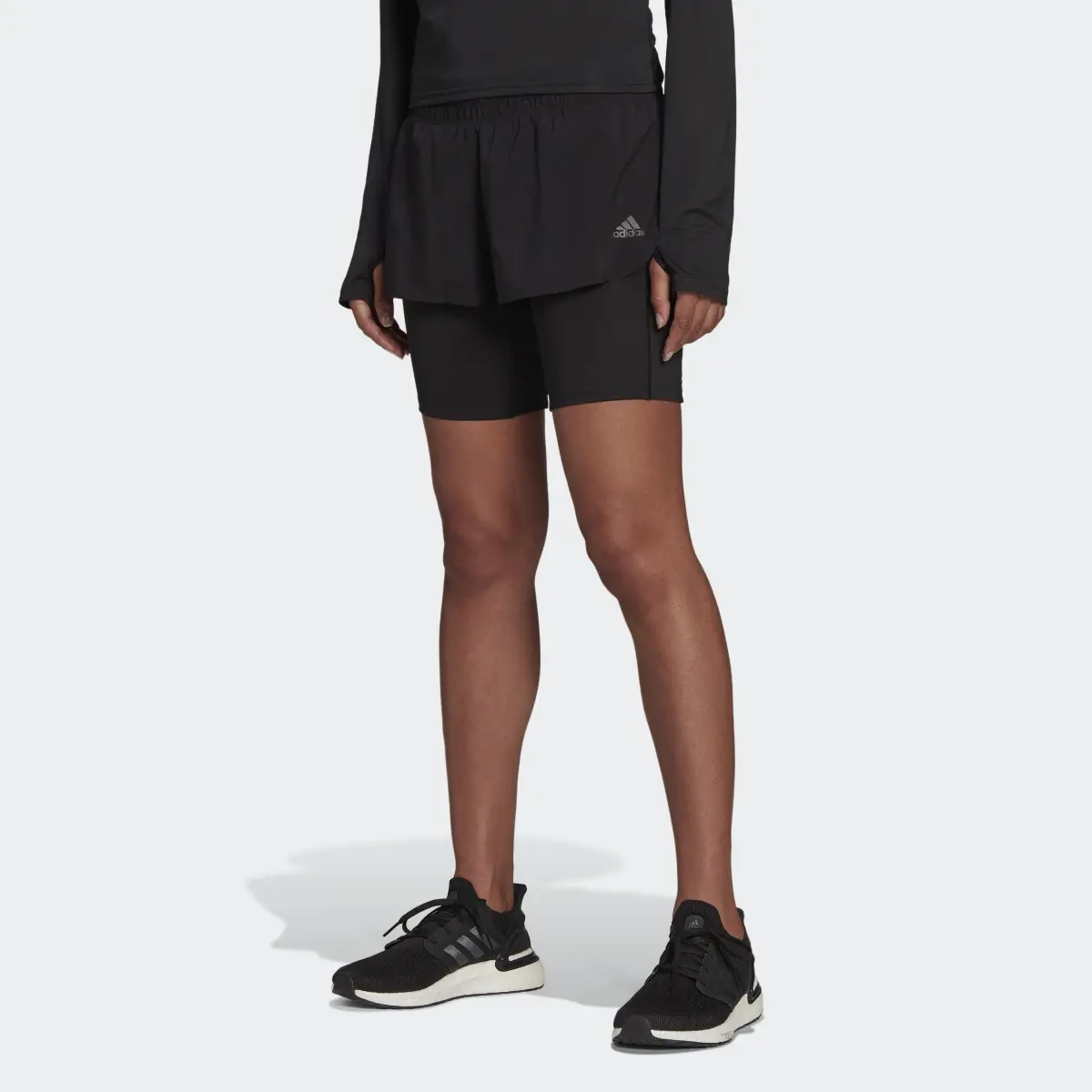 Adidas Run Icons Two-in-One Running Shorts. 1