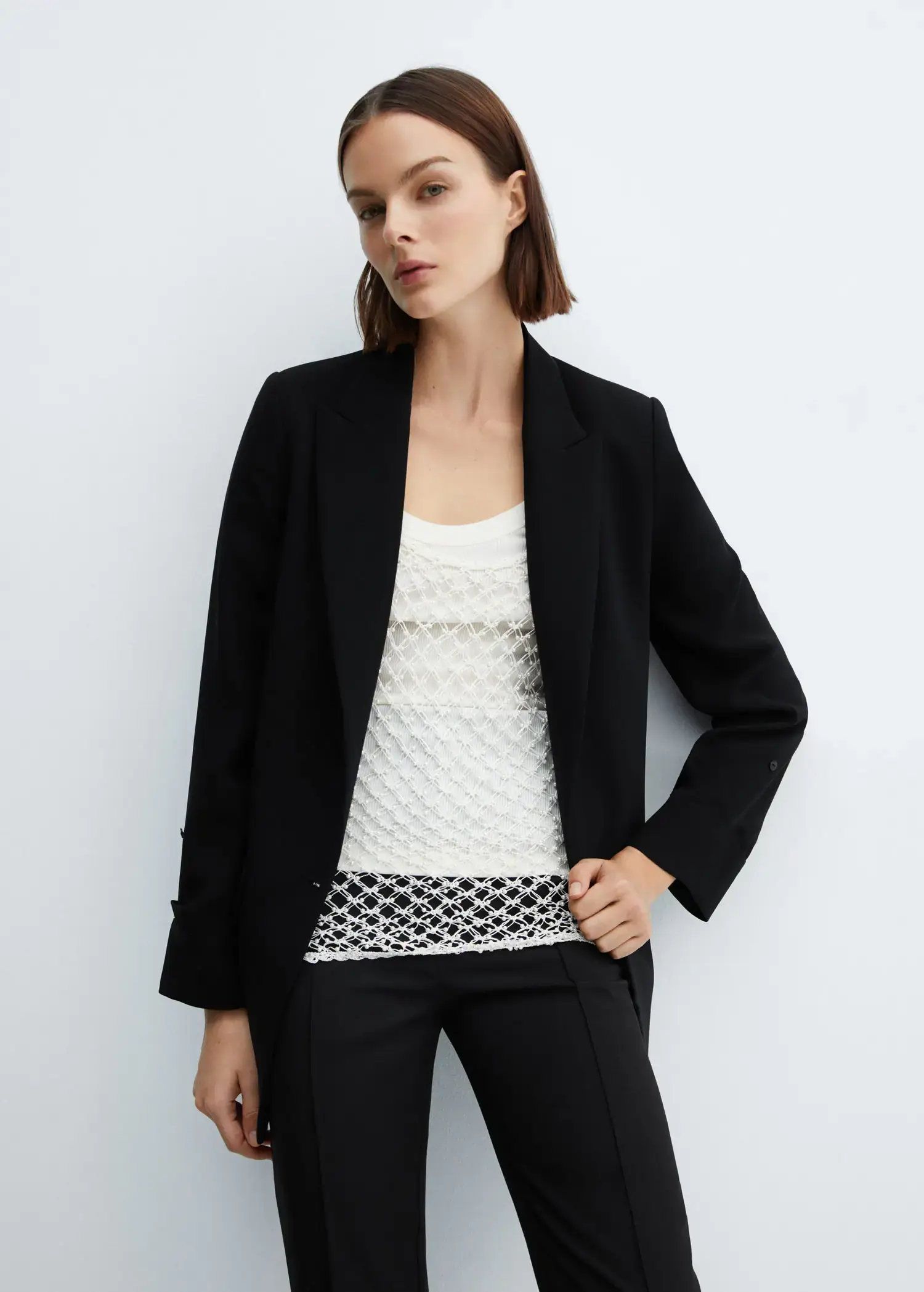 Mango Tailored jacket with turn-down sleeves . 2