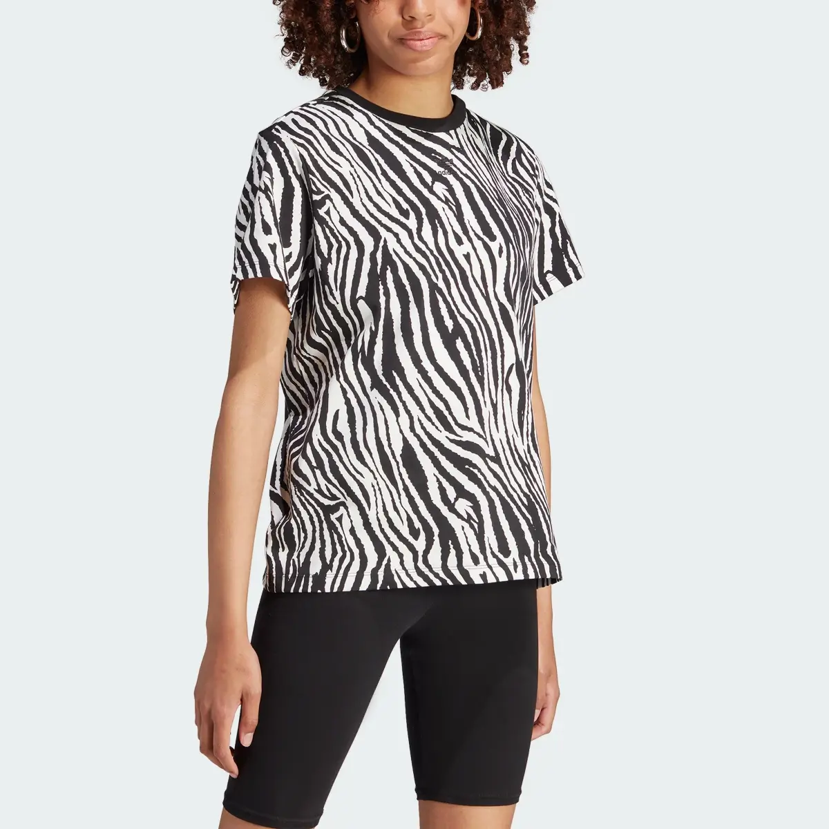 Adidas Allover Zebra Animal Print Essentials Tee. 1