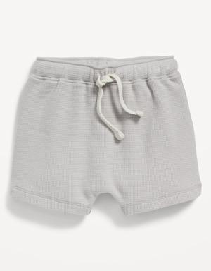 U-Shaped Thermal-Knit Pull-On Shorts for Baby gray