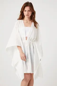 Forever 21 Forever 21 Dotted Chiffon Kimono White. 2