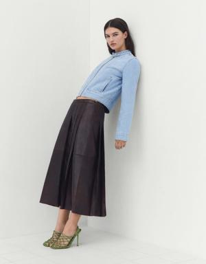 Leather midi-skirt