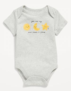 Unisex Short-Sleeve Graphic Bodysuit for Baby gray