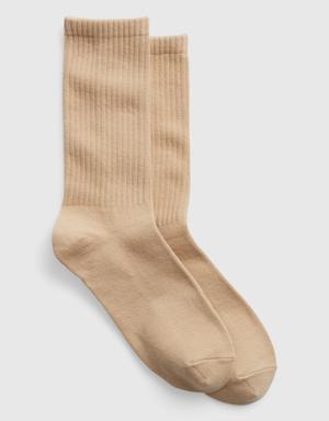 Organic Cotton Crew Socks beige