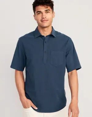 Everyday Built-In Flex Henley Oxford Shirt for Men blue