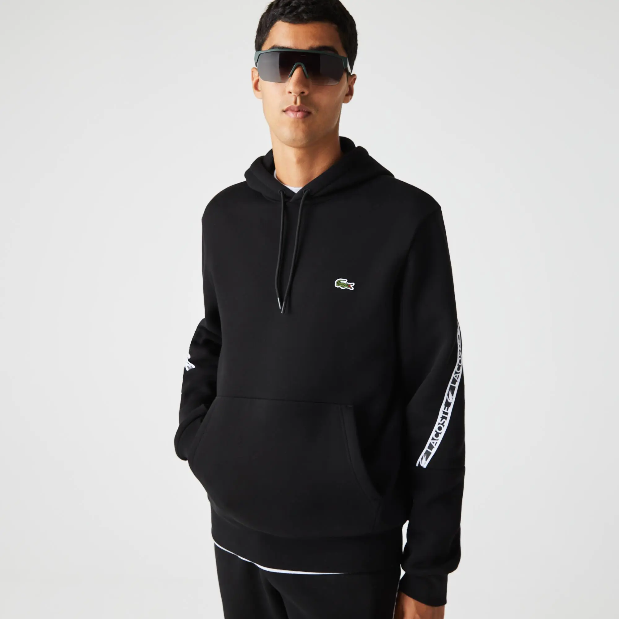 Lacoste Men's Lacoste Classic Fit Printed Bands Hooded Sweatshirt. 1