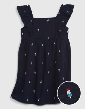 Toddler Flutter Sleeve Dress blue
