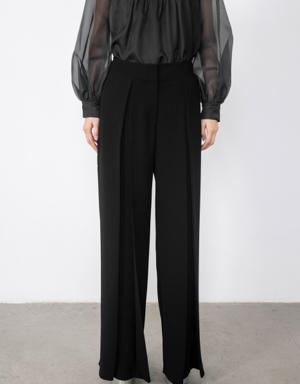 Black Trousers with Gold Button Detail Flato Pockets