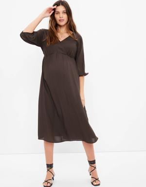 Gap Maternity Wrap Midi Dress brown