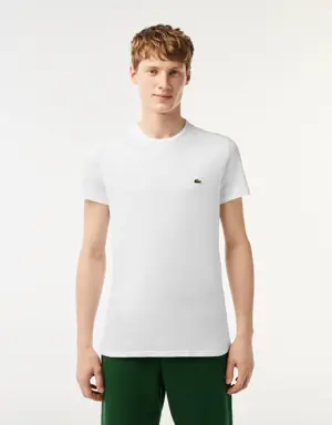 Lacoste T-shirt decote redondo em jersey de algodão pima unicolor
