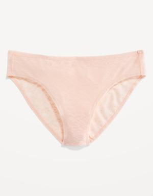 Old Navy Mid-Rise Floral Signature Mesh Bikini Underwear for Women pink