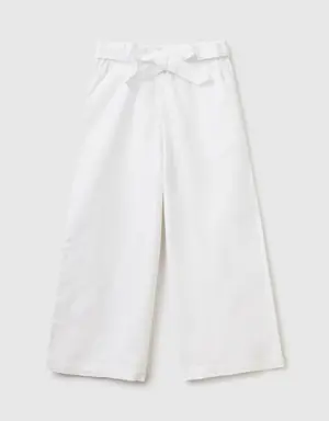 palazzo trousers in linen blend